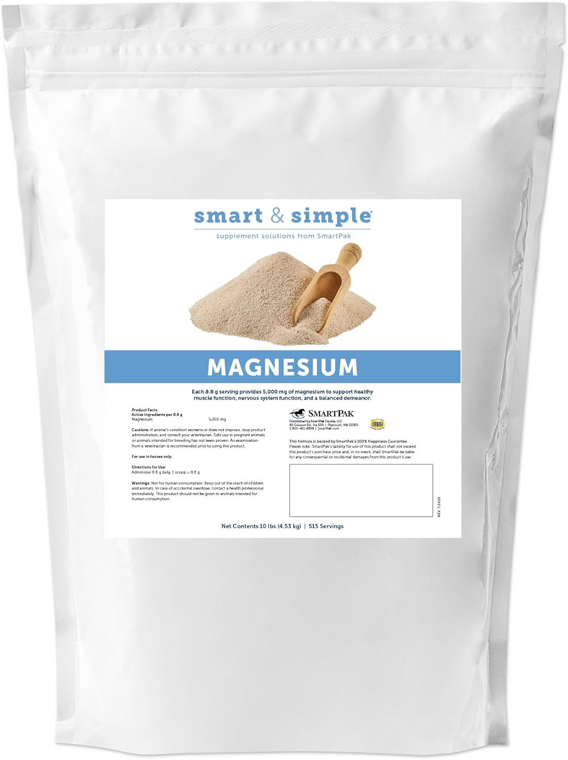 SmartPak Magnesium Horse Supplement for Metabolism and Muscle Function - 3 lb Size