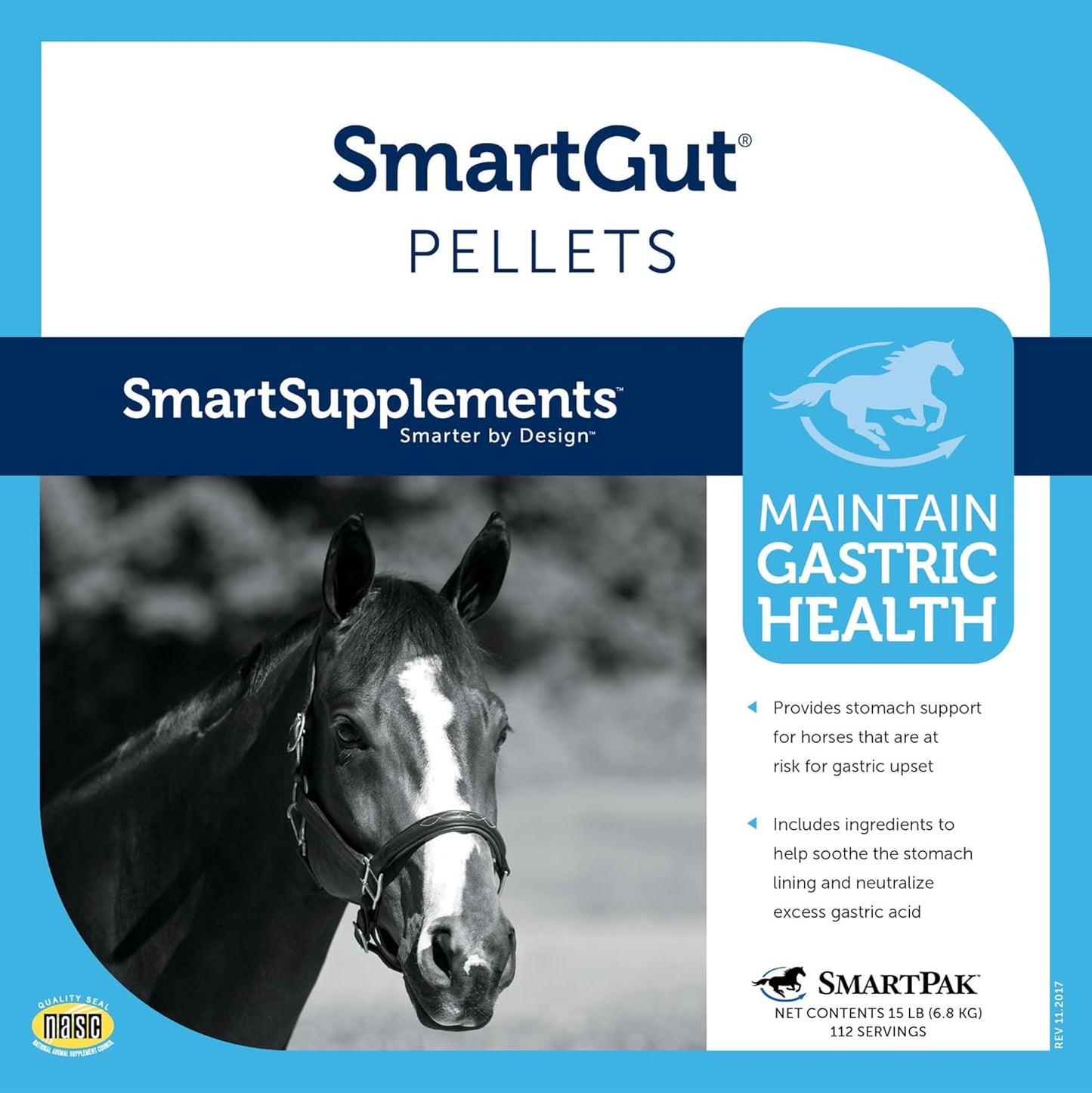 SmartPak SmartGut Pellets | Supports Digestive Health and Stress Relief | Promotes Stomach Lining Protection | With Essential Nutrients | 15 lb Bag