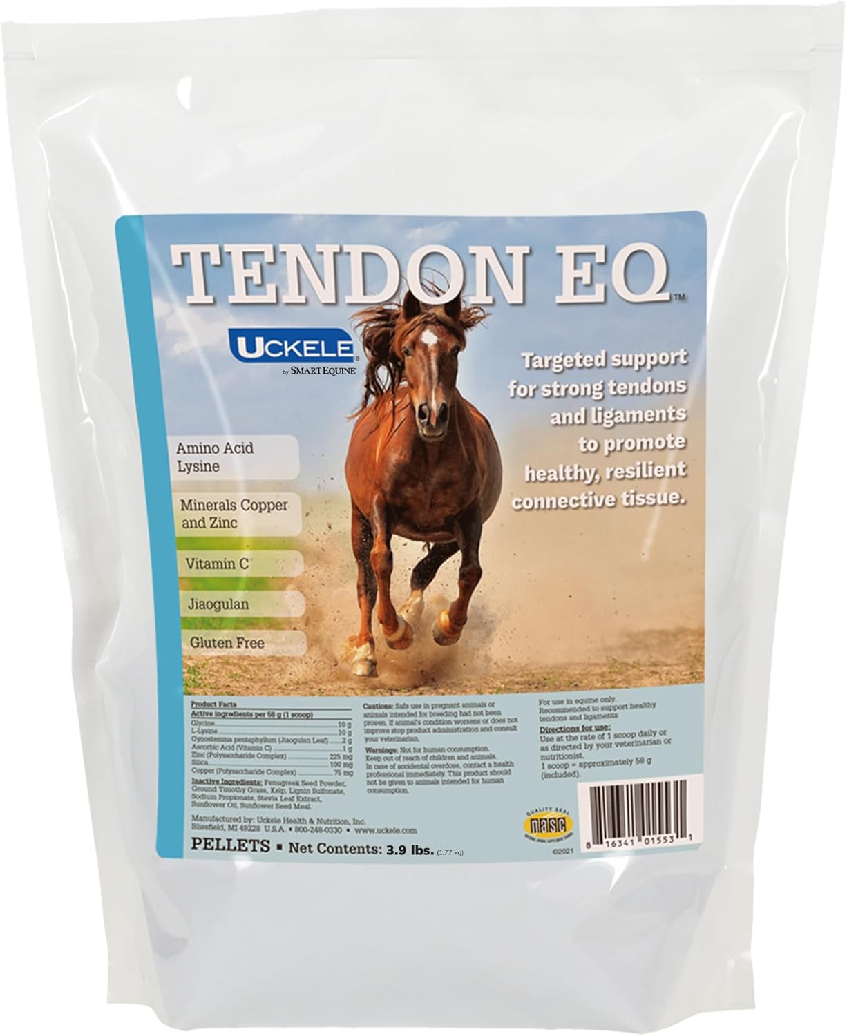 SmartPak Uckele Tendon EQ™ Pellets for Horses | Supports Healthy Connective Tissue & Ligament Strength | Antioxidant-Rich Supplement | 3.9 lb Bag
