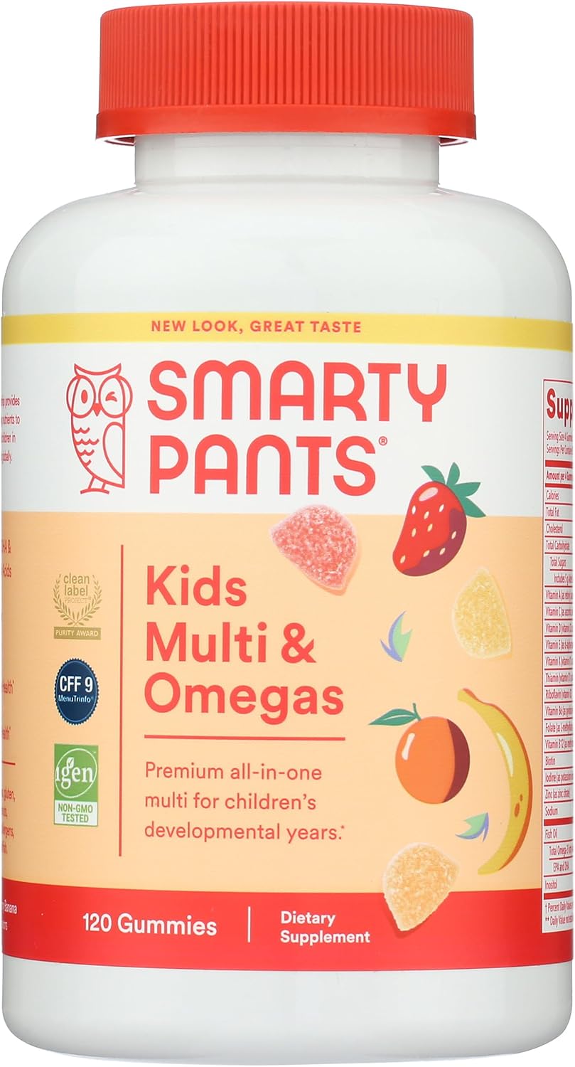 SmartyPants Kids Complete Gummy Vitamins, 120 Count Bottle for Children's Health