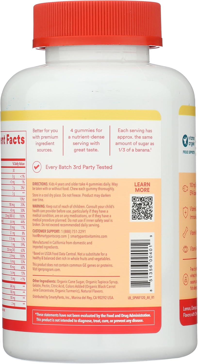 SmartyPants Kids Complete Gummy Vitamins, 120 Count Bottle for Children's Health