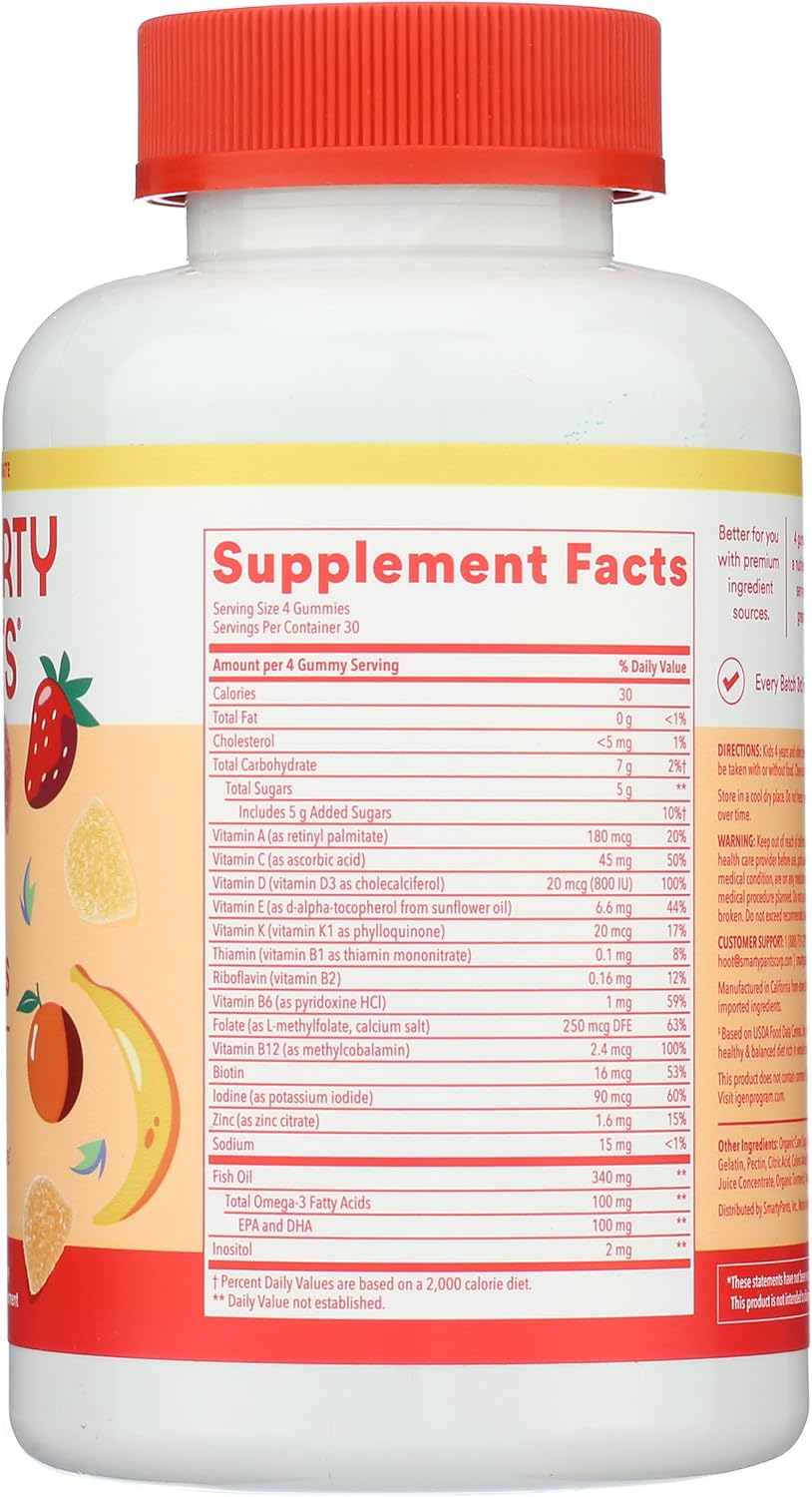 SmartyPants Kids Complete Gummy Vitamins, 120 Count Bottle for Children's Health