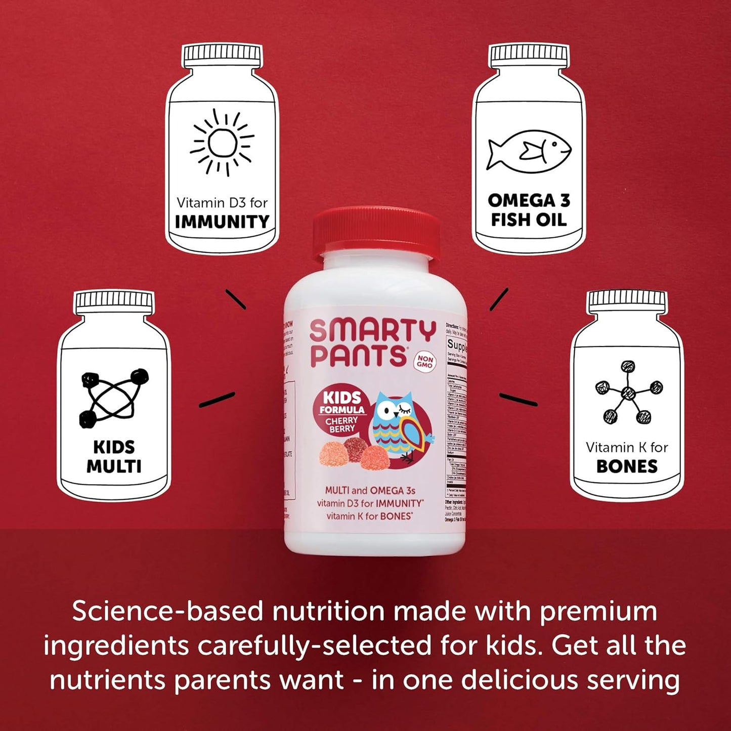 SmartyPants Kids & Women's Multivitamin Gummies with Omega 3 Fish Oil and Methylfolate