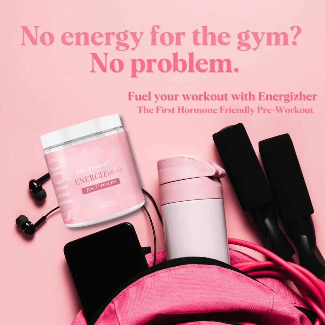 S'moo ENERGIZ(her) Pre Workout Powder - Just Peachy Flavor - 30 Servings - Energizing Preworkout Supplement