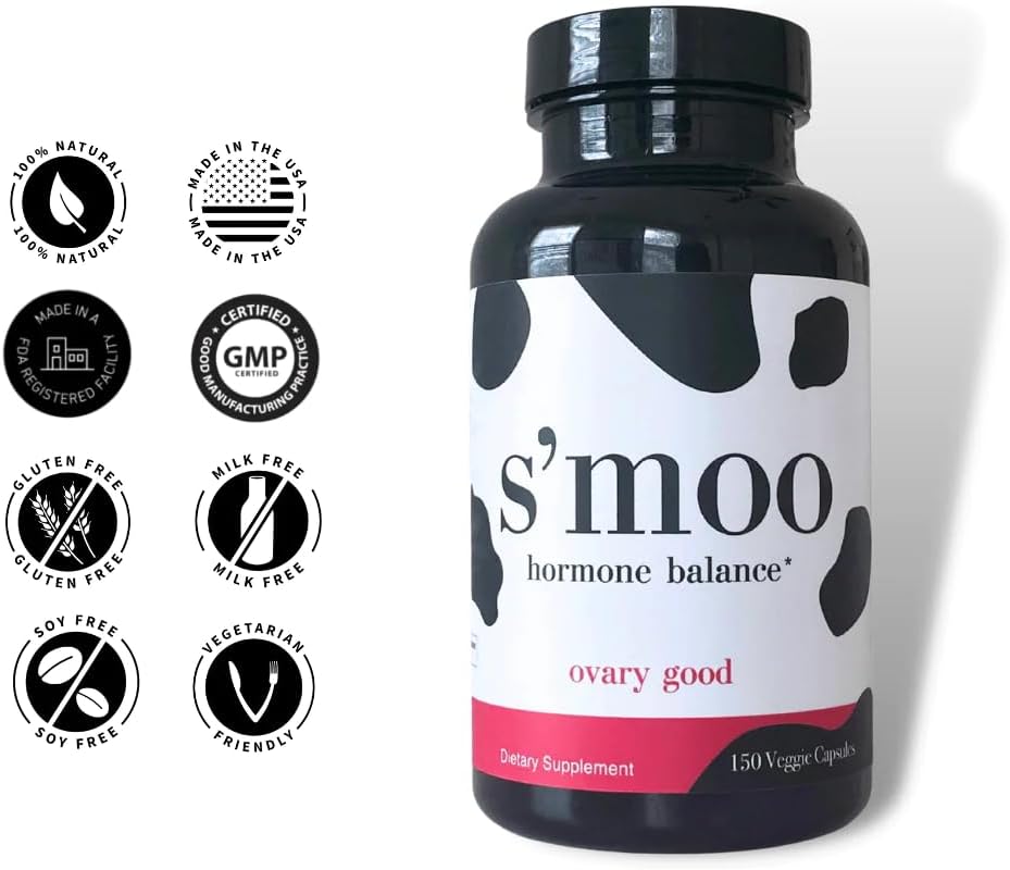 S'moo S’moo Ovary Good Capsules - 7-in-1 PCOS Supplement for Women's Hormone Balance, Fertility, and Ovarian Health (30 Day Supply)