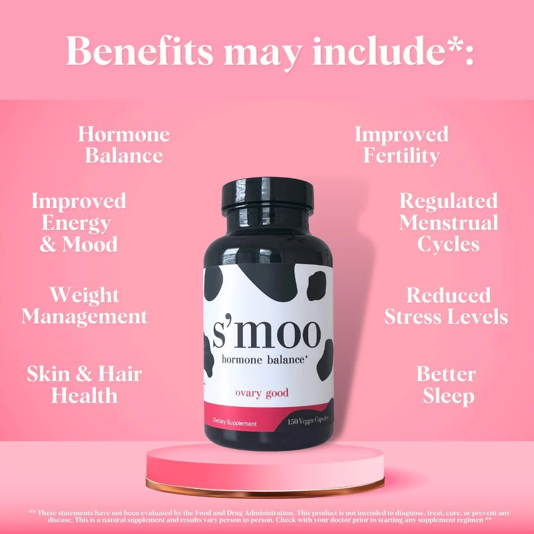 S'moo S’moo Ovary Good Capsules - 7-in-1 PCOS Supplement for Women's Hormone Balance, Fertility, and Ovarian Health (30 Day Supply)