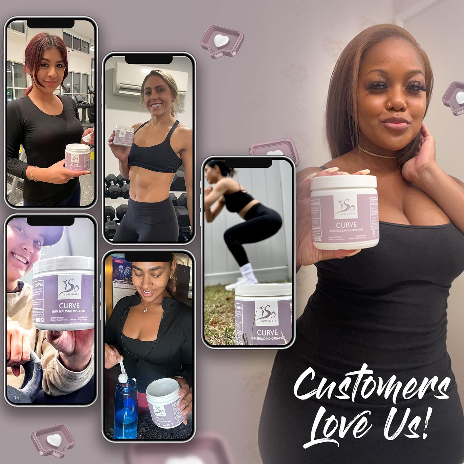 Smooth Muscle Builder for Women - IsoSensuals Curve Bum Building Creatine, Micronized 200 Mesh, Energy Supplement for Booty Gains, 30 Unflavored Peach Servings