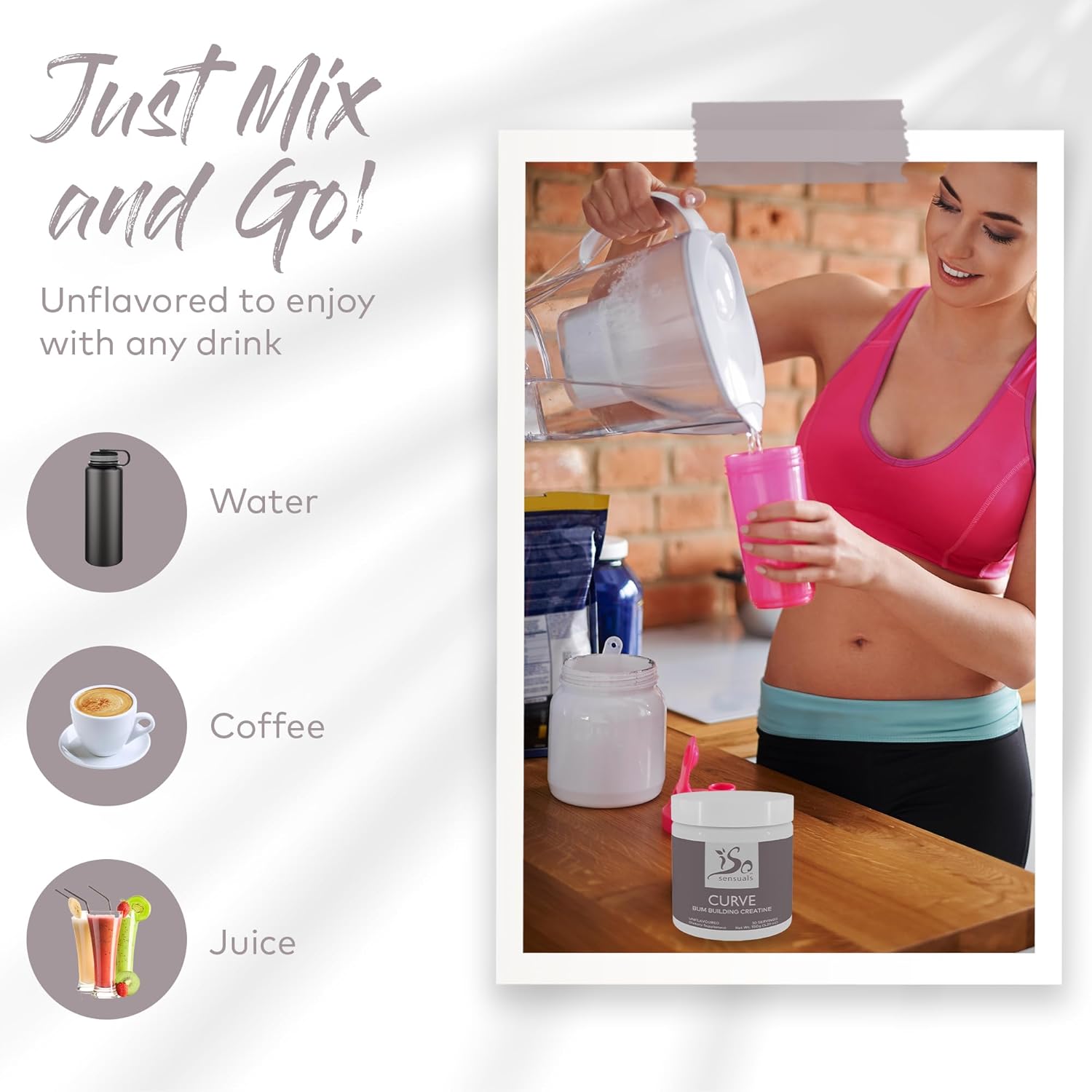 Smooth Muscle Builder for Women - IsoSensuals Curve Bum Building Creatine, Micronized 200 Mesh, Energy Supplement for Booty Gains, 30 Unflavored Peach Servings