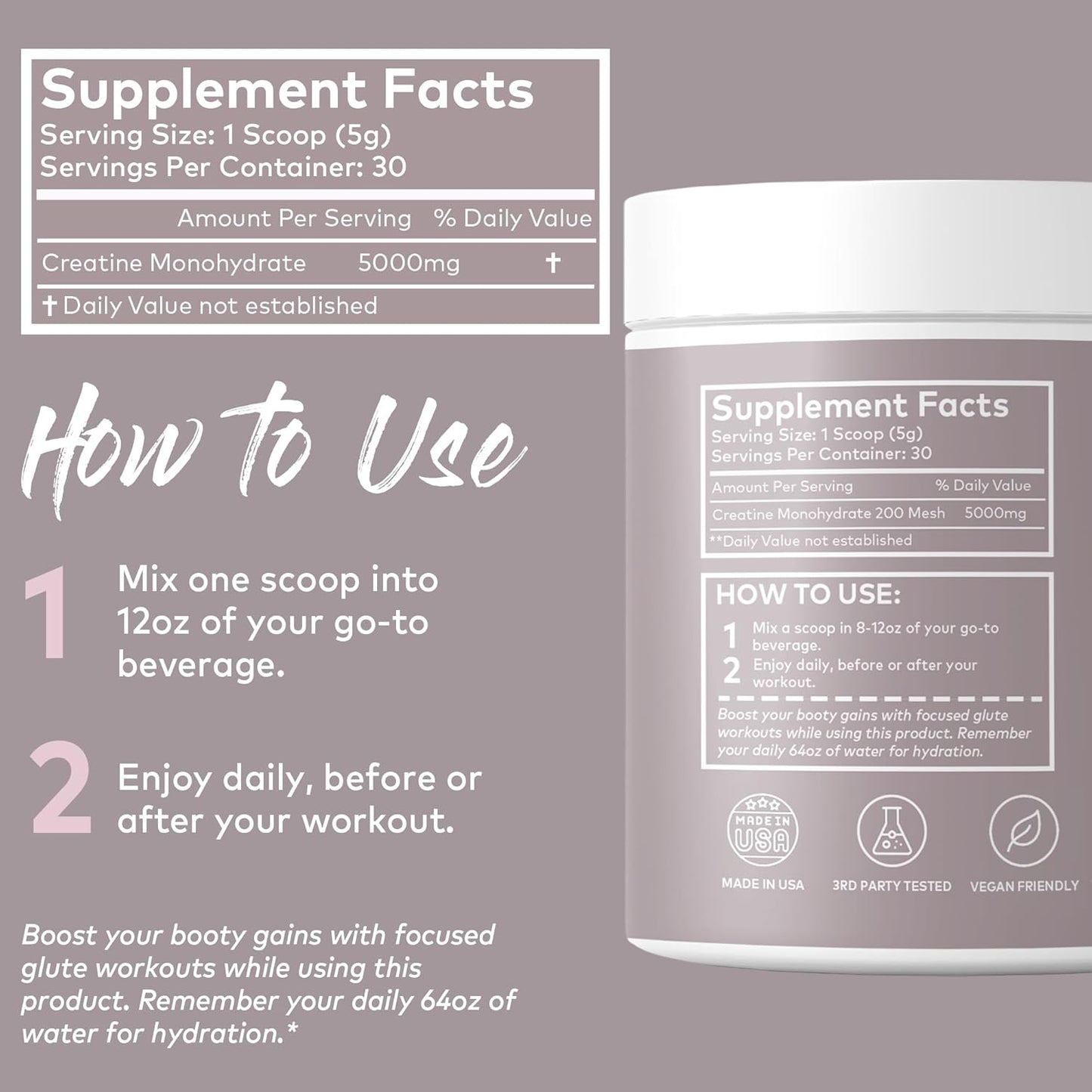 Smooth Muscle Builder for Women - IsoSensuals Curve Bum Building Creatine, Micronized 200 Mesh, Energy Supplement for Booty Gains, 30 Unflavored Peach Servings