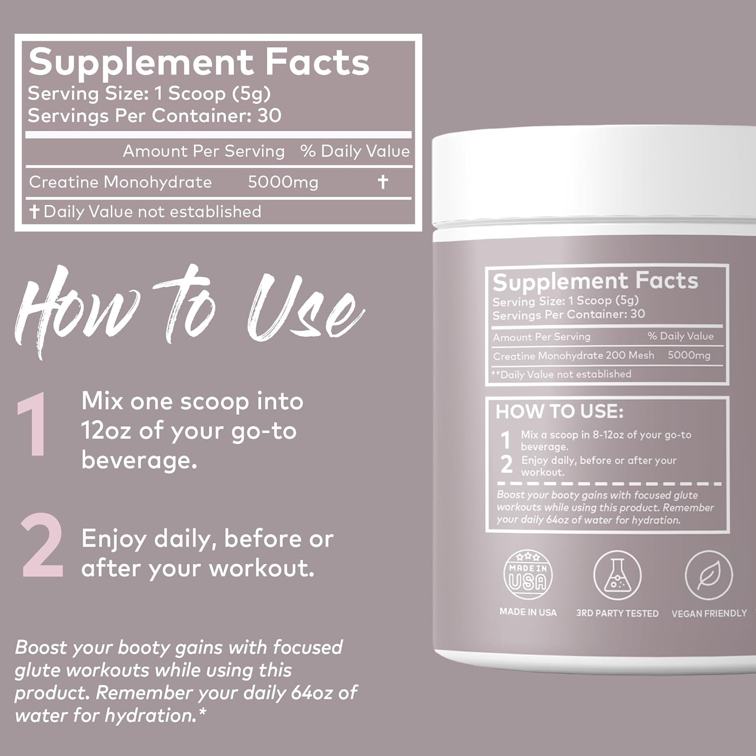 Smooth Muscle Builder for Women - IsoSensuals Curve Bum Building Creatine, Micronized 200 Mesh, Energy Supplement for Booty Gains, 30 Unflavored Peach Servings