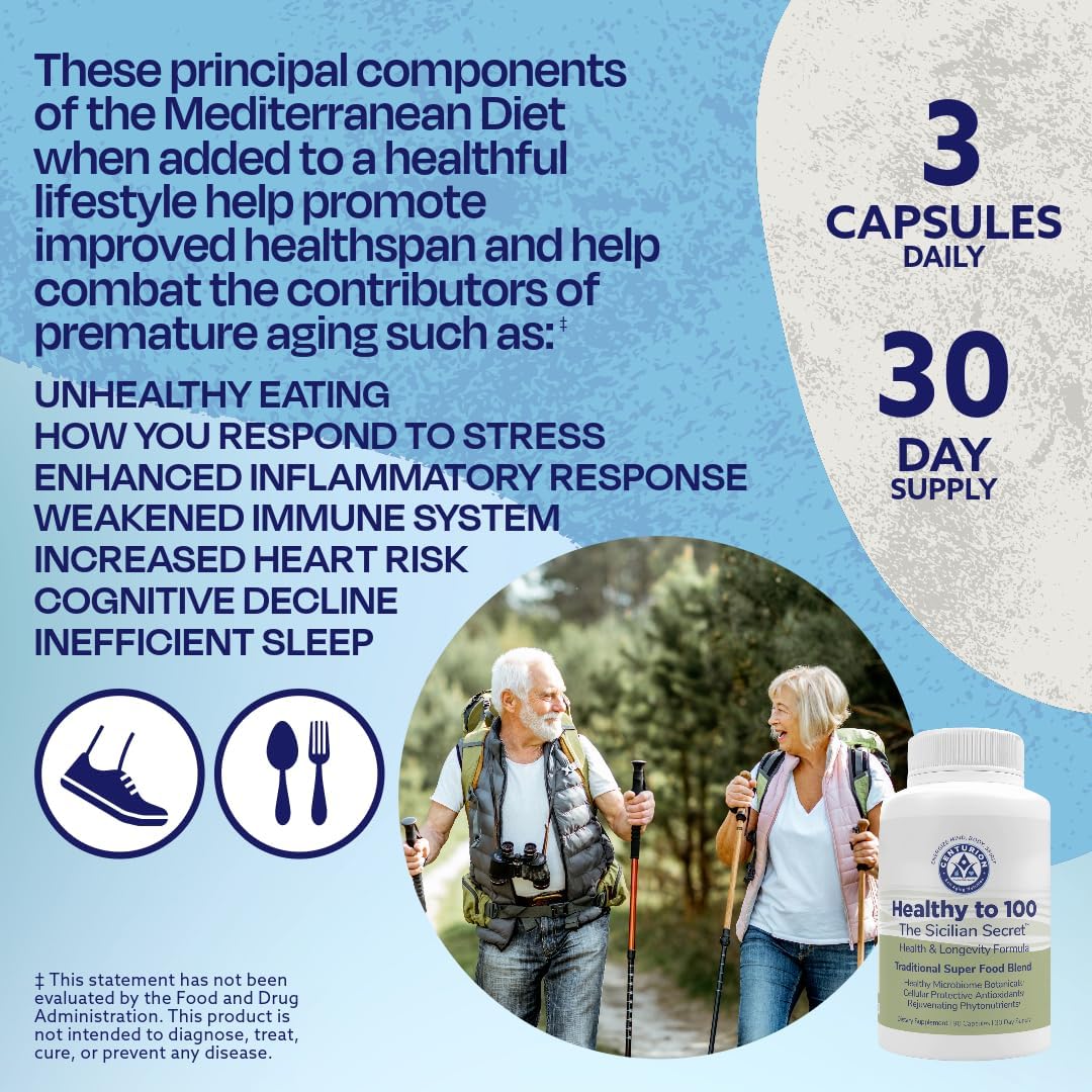 SNANA Healthy to 100 Capsules with Mediterranean Diet Superfoods for Immunity Boost and Healthy Lifestyle - 90 Capsules