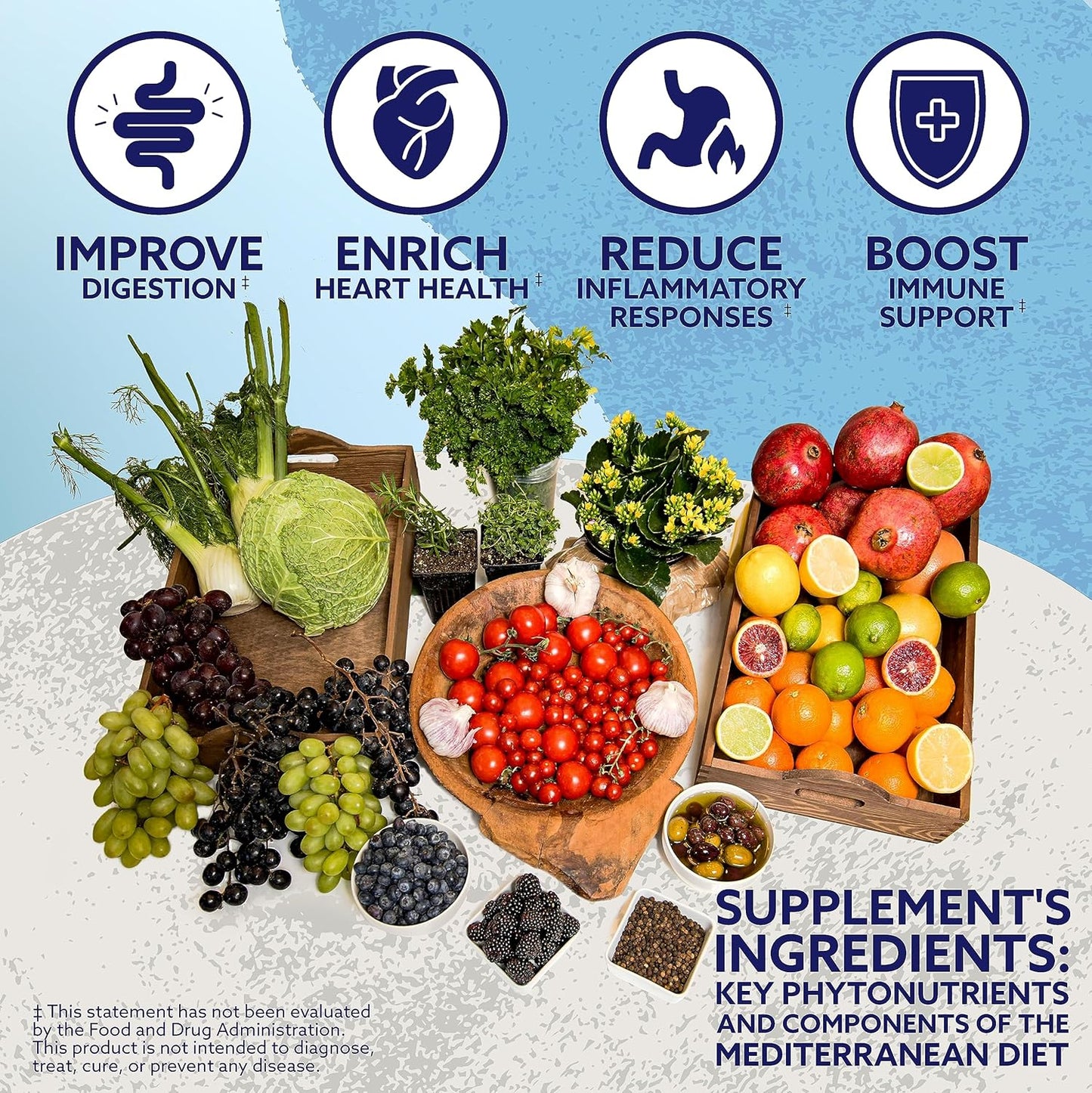 SNANA Healthy to 100 Capsules with Mediterranean Diet Superfoods for Immunity Boost and Healthy Lifestyle - 90 Capsules