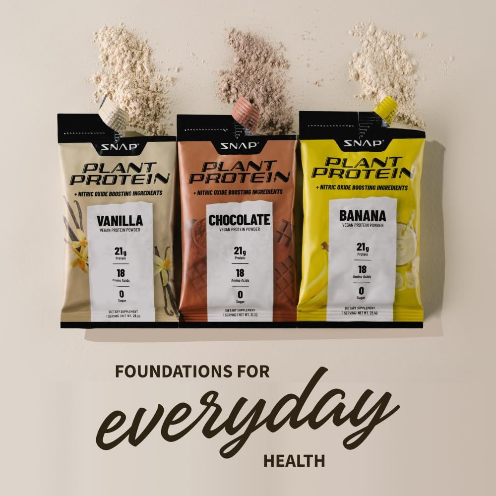 Snap Supplements Plant-Based Protein Powder Stick Packs with Nitric Oxide Booster - 10 Pack Variety Pack