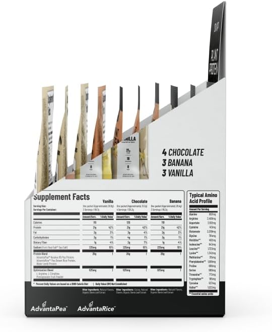 Snap Supplements Plant-Based Protein Powder Stick Packs with Nitric Oxide Booster - 10 Pack Variety Pack