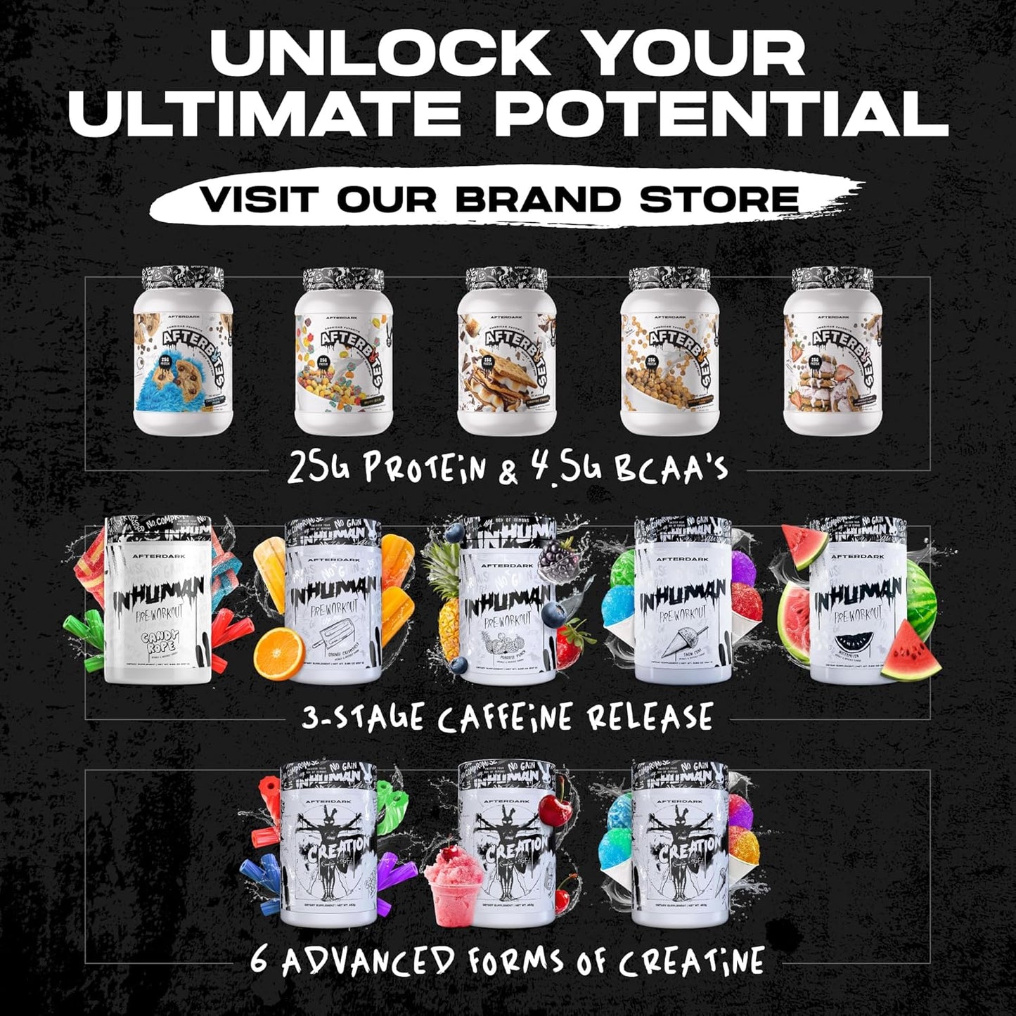 SnowCone AFTERDARK INHUMAN Pre-Workout Powder with Enhanced Mind-Muscle Connection and Sustained Energy, Vegan and Gluten-Free