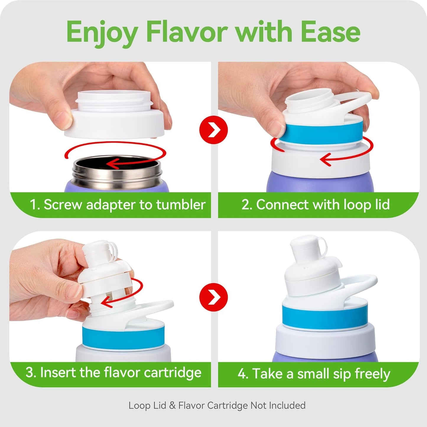 Snowfall Flavors Cartridge Adapter for Owala Bottle - Compatible with Cirkul Flavors Cartridge - BPA Free - Food Grade Silicone