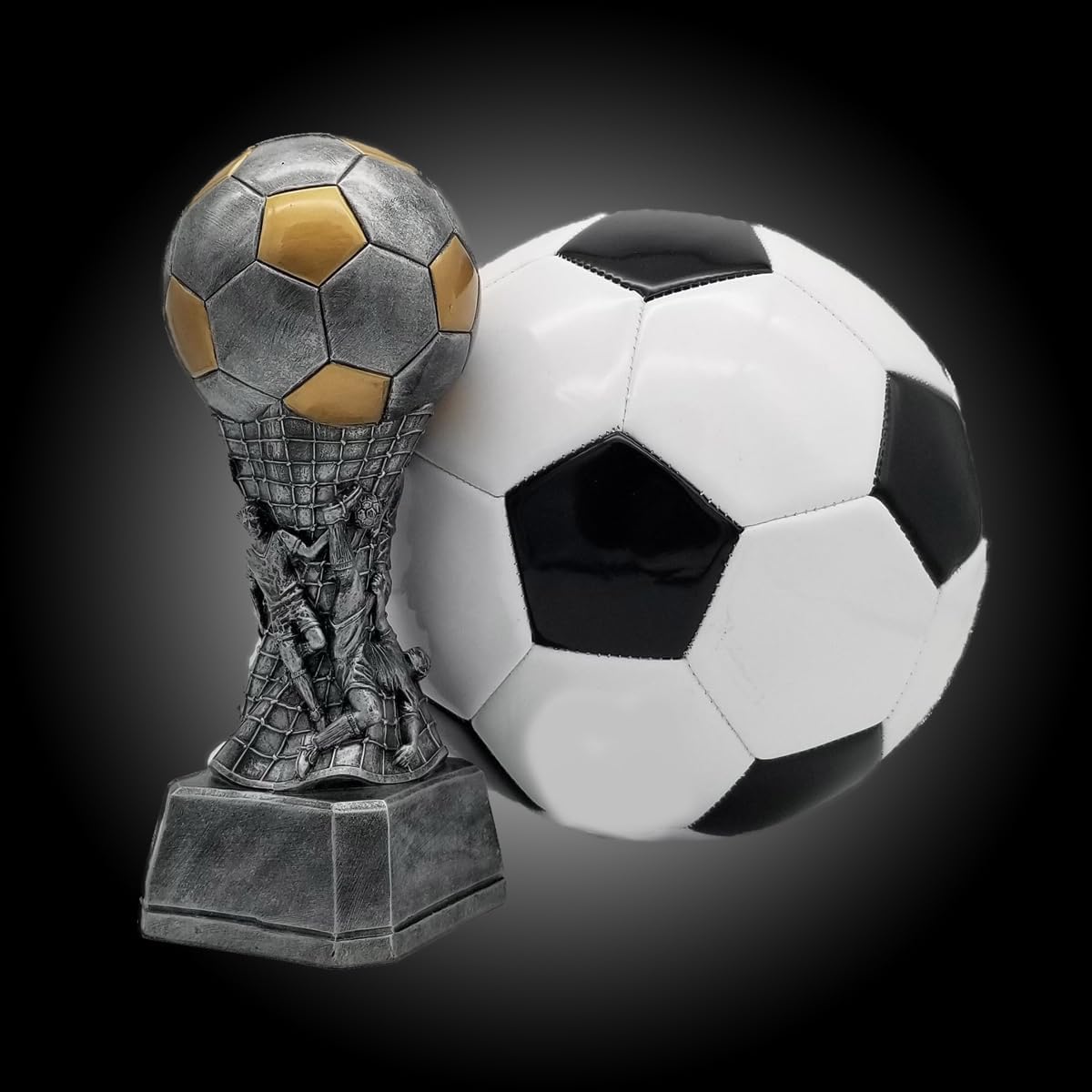 Soccer Team Tower Trophy - 9 Inch Tall - Engraved Plate Option - Ideal for Playoffs, Tournaments, and Championships