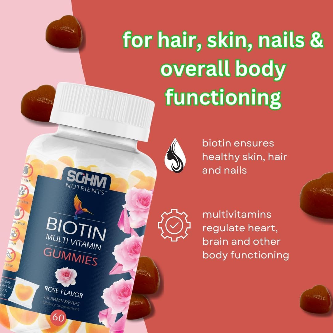 SOHM Biotin Gummies: Multivitamin Supplement for Healthy Hair, Skin, and Nails for Men and Women