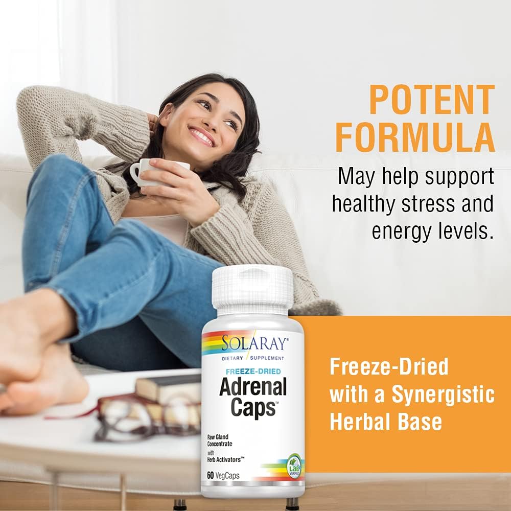 SOLARAY Adrenal Capsules - 60 Capsules, Natural Supplement for Adrenal Support