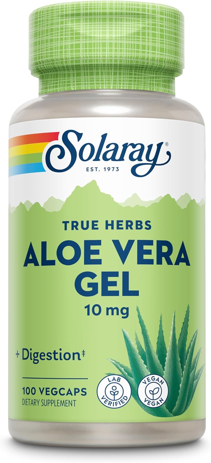 Solaray Aloe Vera Gel Concentrate 100 VegCaps | Equivalent to 2000 mg | Antioxidant & Digestion Support | Non-GMO Vegan Formula
