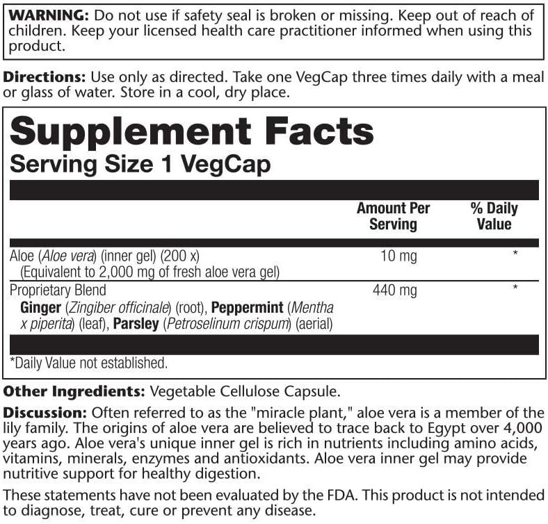 Solaray Aloe Vera Gel Concentrate 100 VegCaps | Equivalent to 2000 mg | Antioxidant & Digestion Support | Non-GMO Vegan Formula