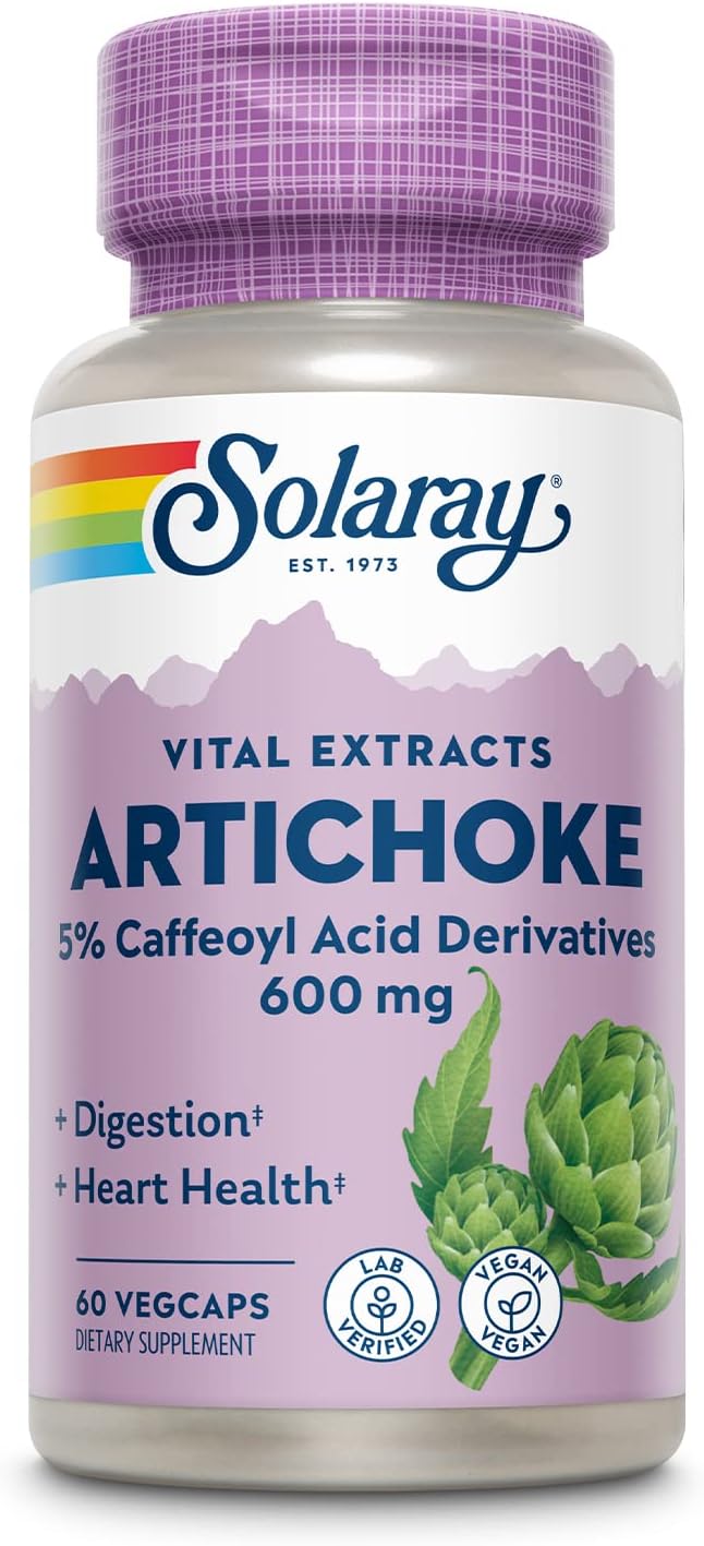 Solaray Artichoke Leaf Extract 600mg | Potent Liver & Gall Bladder Support | Digestive Health | 60 VegCaps | Lab Verified