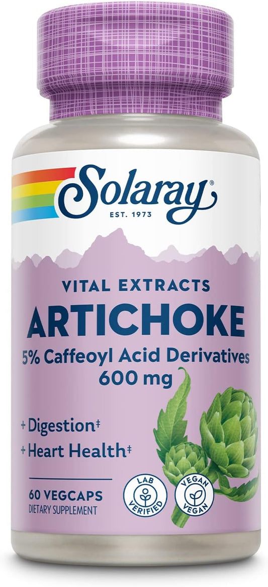 Solaray Artichoke Leaf Extract 600mg | Potent Liver & Gall Bladder Support | Digestive Health | 60 VegCaps | Lab Verified