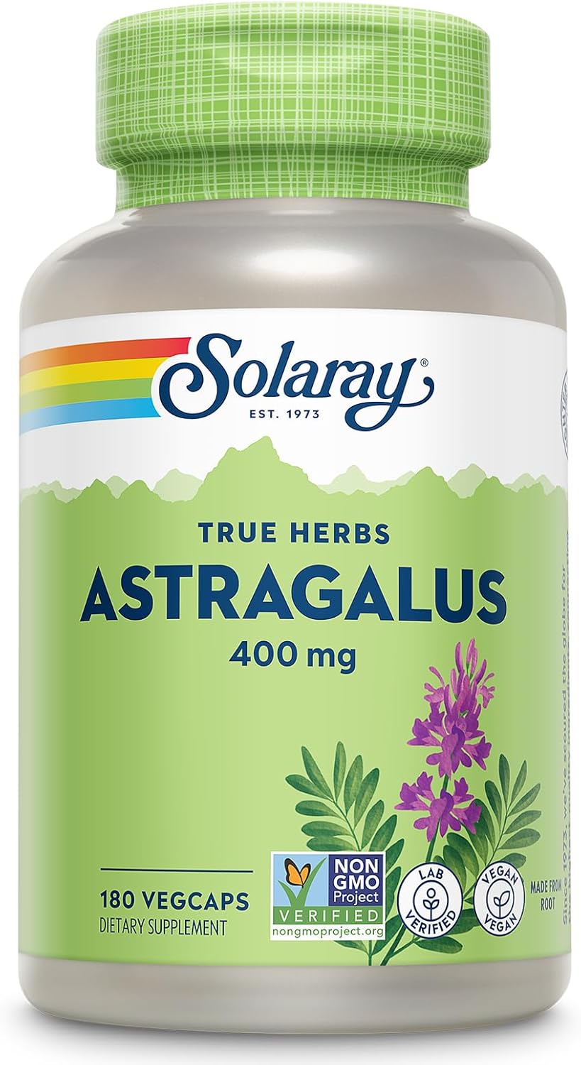 Solaray Astragalus Root 400mg Capsules - Herbal Immune Support Supplement - Non-GMO, Vegan and Lab Tested - 180 Servings