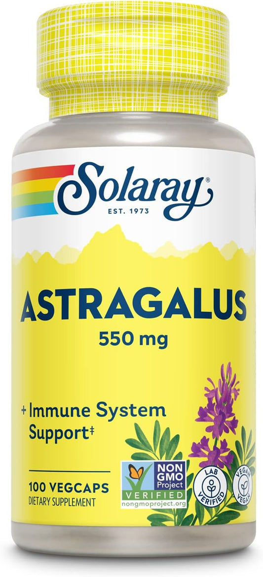 Solaray Astragalus Root Capsules - 550mg for Immune Support, Stress Relief - Vegan & Non-GMO - 100 VegCaps