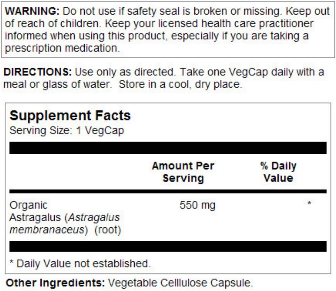 Solaray Astragalus Root Capsules - 550mg for Immune Support, Stress Relief - Vegan & Non-GMO - 100 VegCaps
