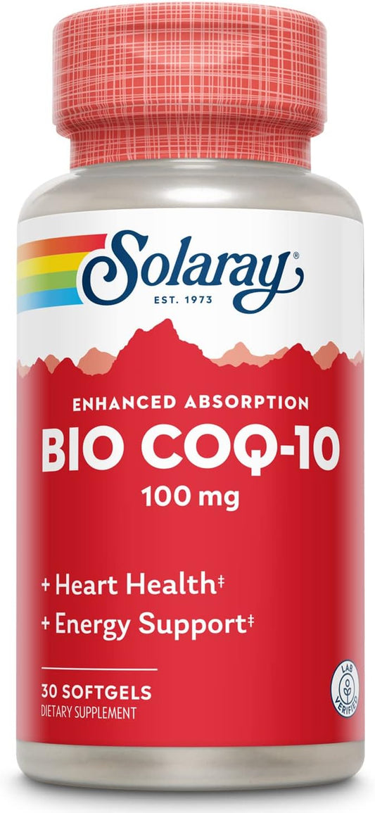 Solaray Bio CoQ-10 100 mg Capsules with Vitamins A & E for Heart Health - 30 Count