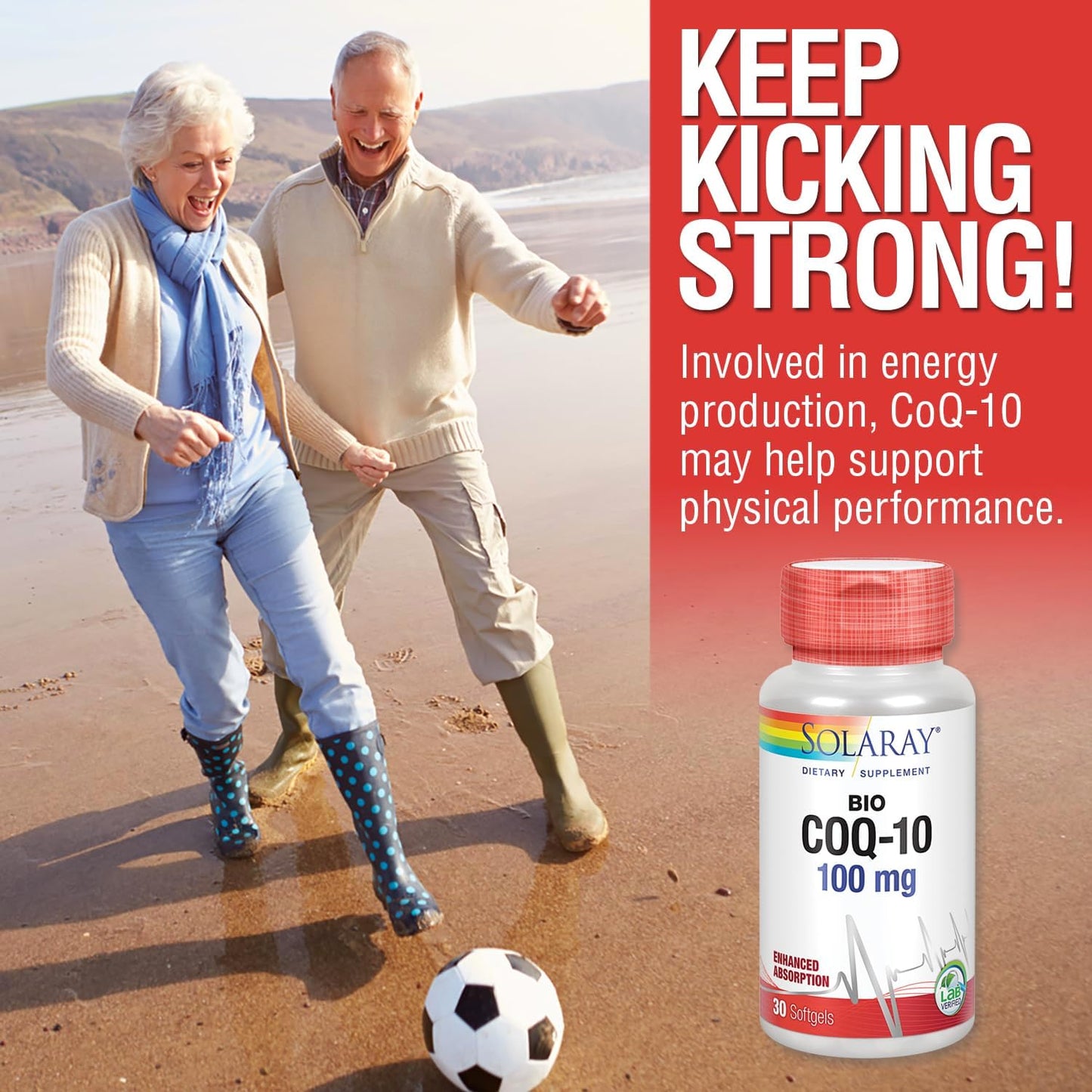 Solaray Bio CoQ-10 100 mg Capsules with Vitamins A & E for Heart Health - 30 Count