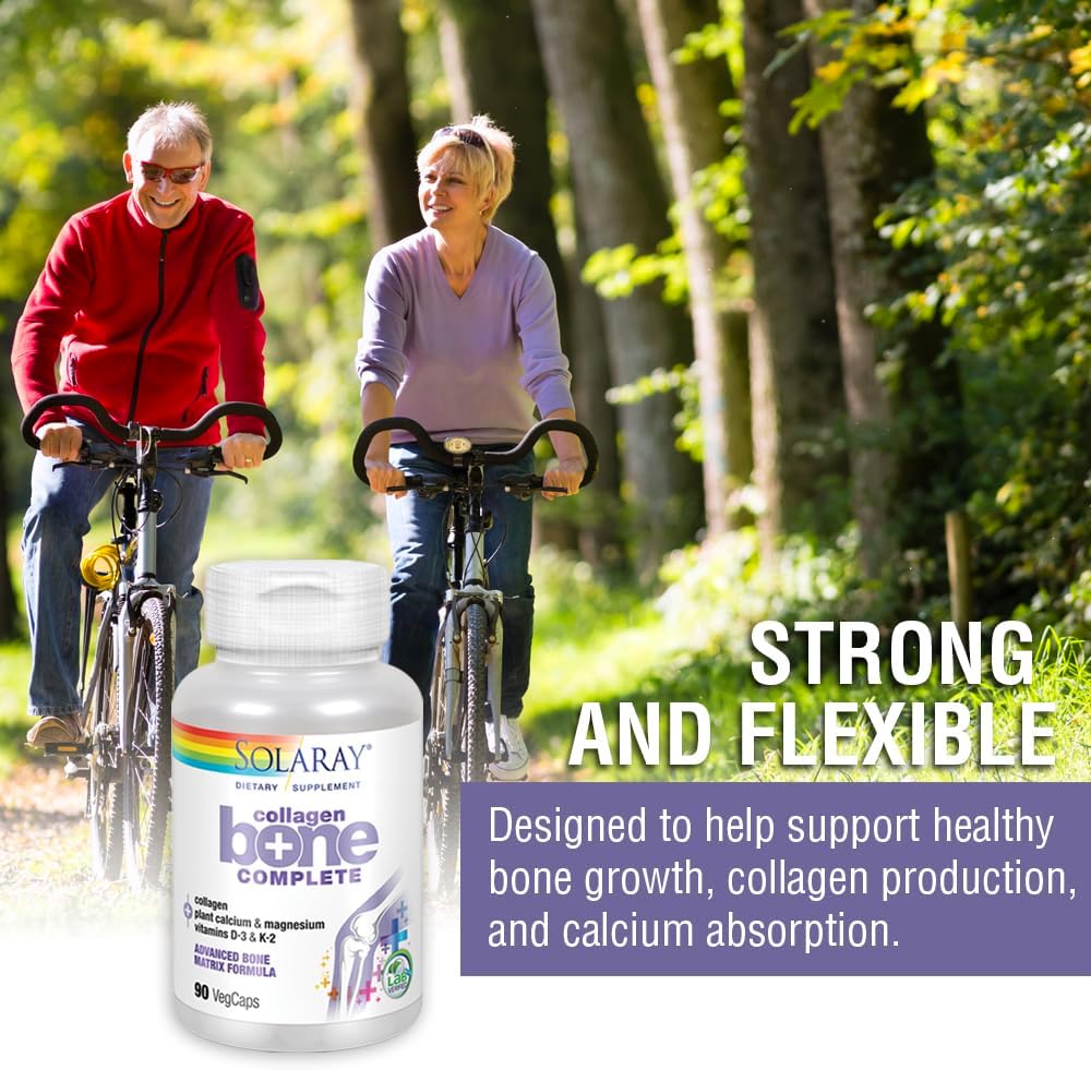 Solaray Collagen Bone Complete - Plant Calcium & Magnesium Formula - 30 Servings - 90 VegCaps
