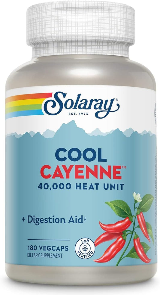 SOLARAY Cool Cayenne 40,000 HU Capsules - 180 Count