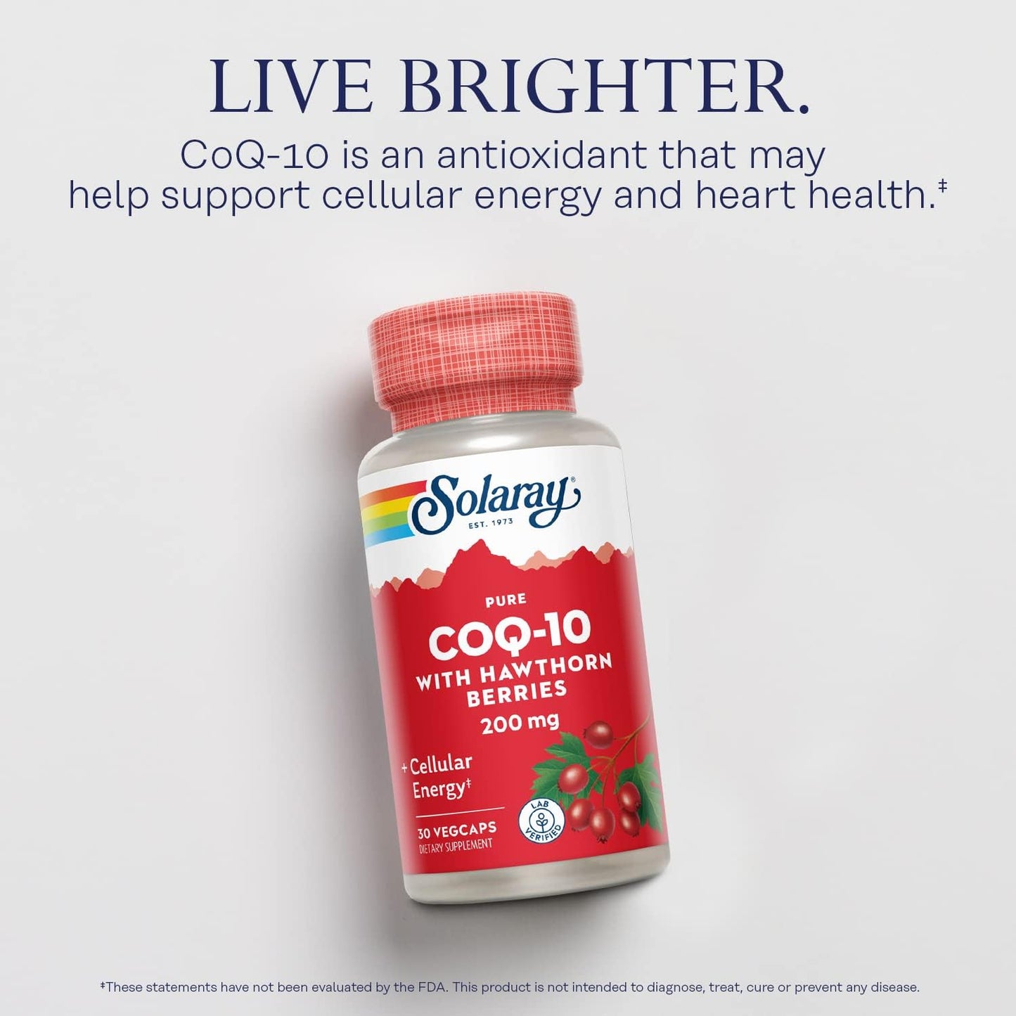 Solaray CoQ-10 200mg VegCaps with Antioxidant Herb Blend for Heart Health & Energy Support