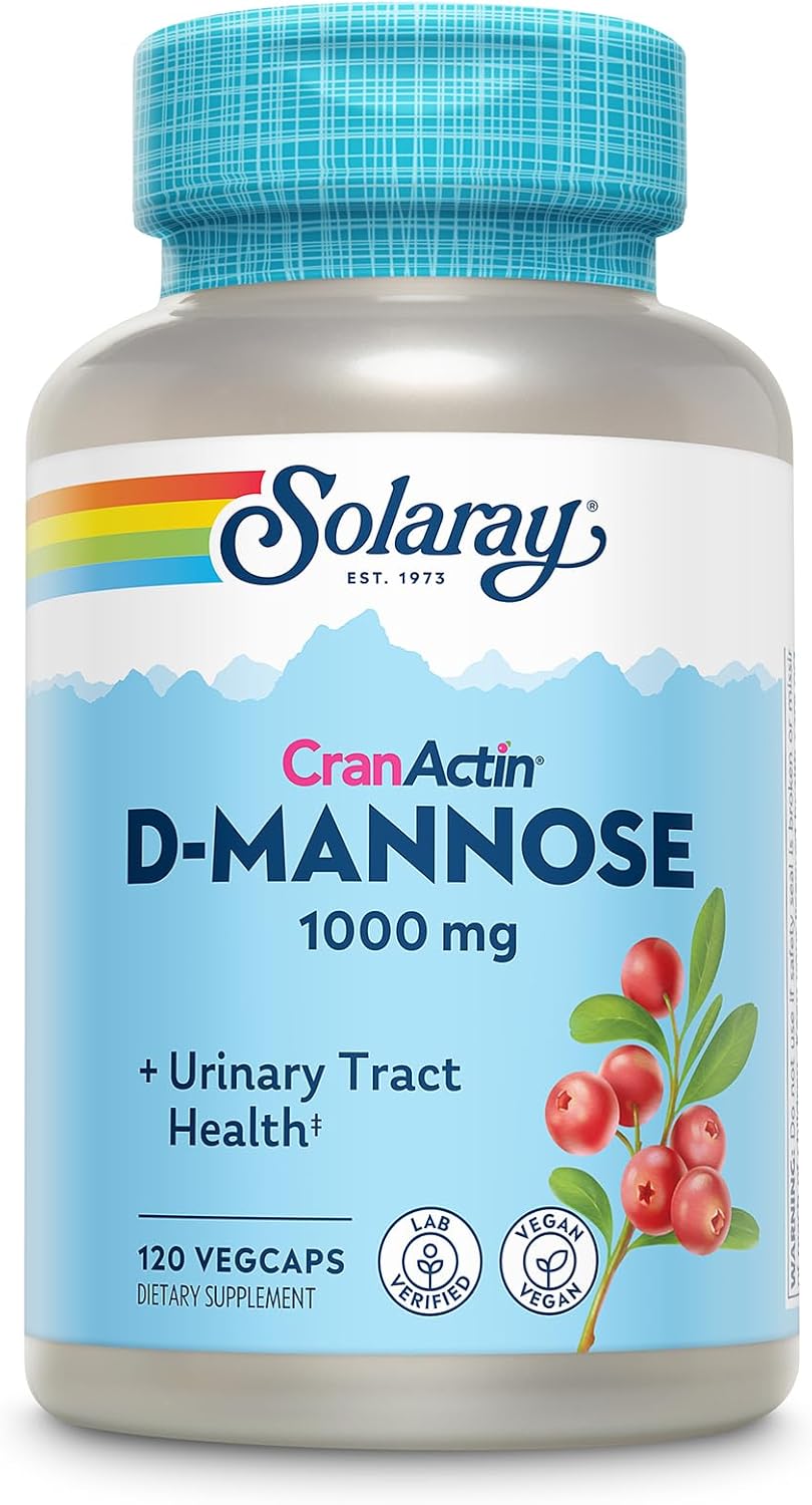 Solaray D-Mannose 1000mg with Cranberry Extract - Urinary Tract & Bladder Health Support - Vegan, 60 Day Guarantee - 120 VegCaps