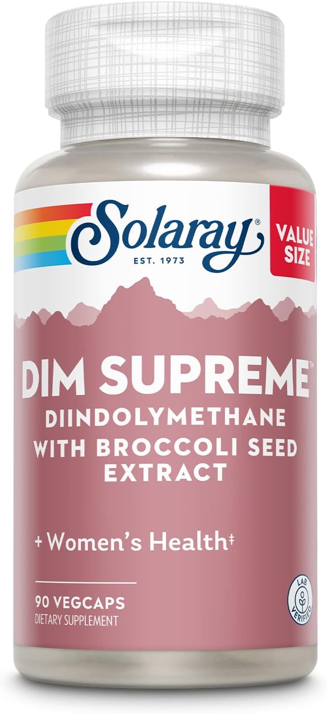 Solaray DIM Supreme 100mg VegCaps - Menopause & Estrogen Support with Broccoli Seed Extract - 90 Count