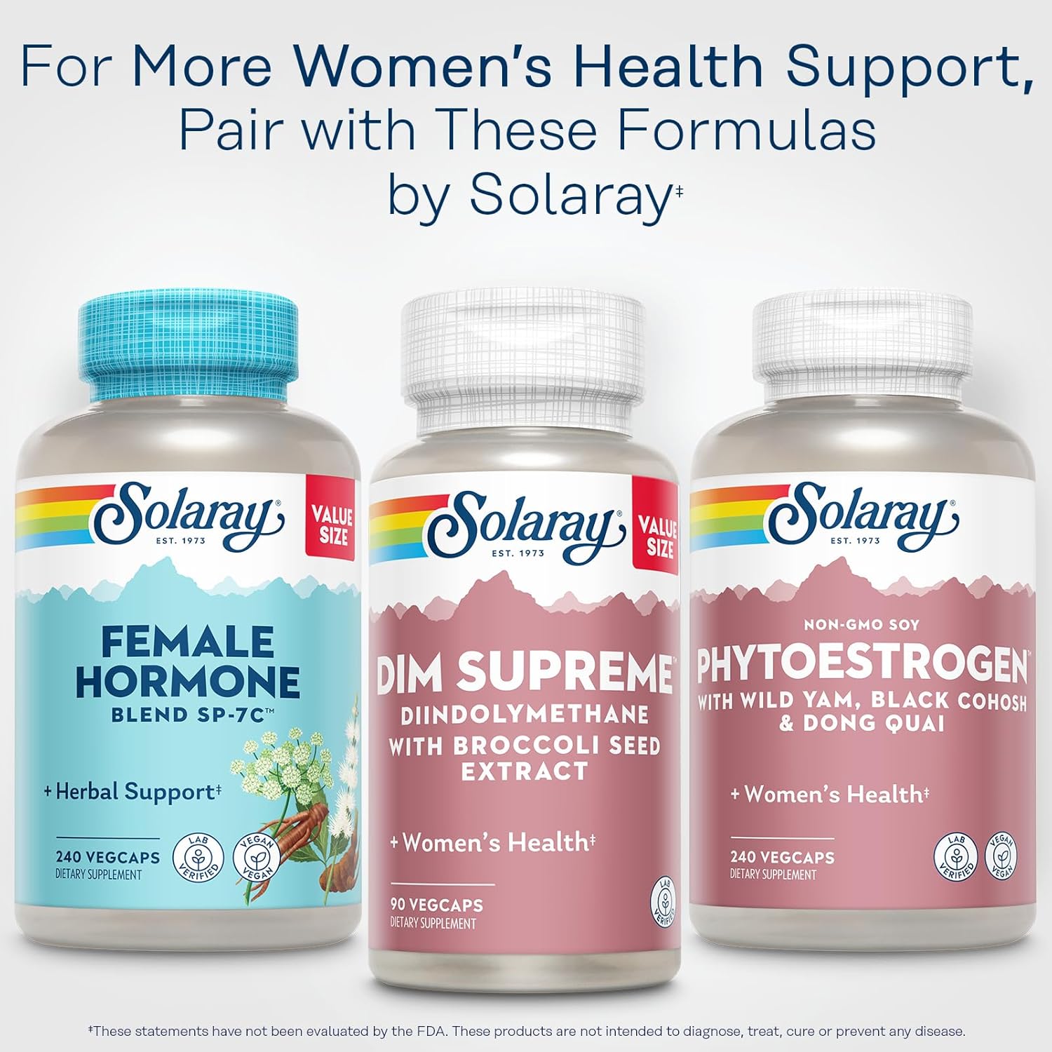 Solaray DIM Supreme 100mg VegCaps - Menopause & Estrogen Support with Broccoli Seed Extract - 90 Count