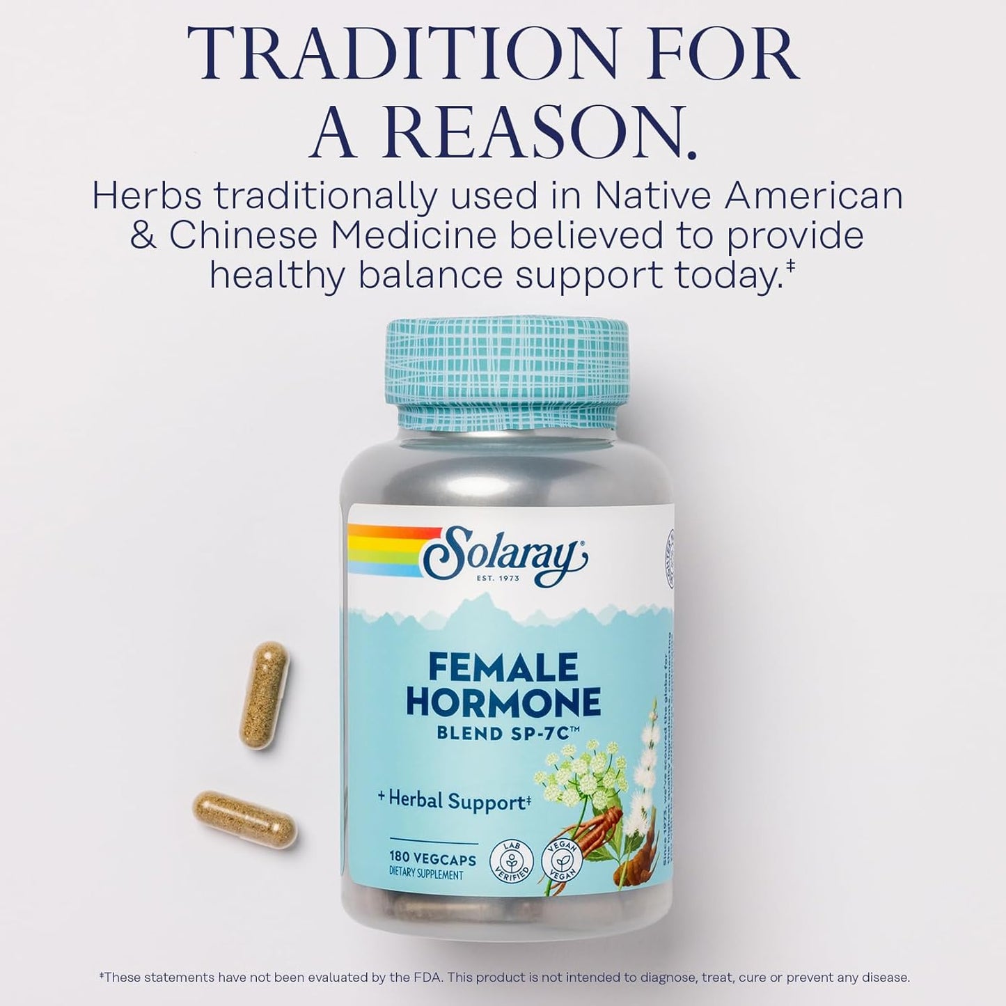 Solaray Female Hormone Blend SP-7C - Herbal Blend with Black Cohosh, Dong Quai, Passion Flower, Saw Palmetto, Wild Yam - 180 VegCaps
