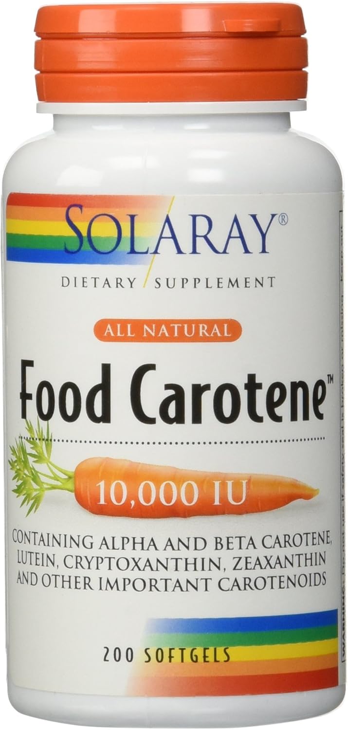 Solaray Food Carotene & Vitamin A Supplement - 10000 IU for Healthy Skin, Eyes, Antioxidant & Immune Support - 200 Count