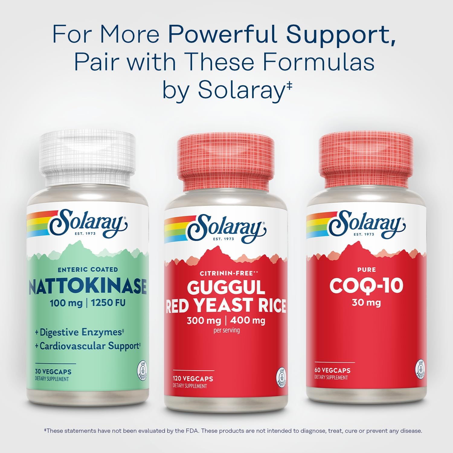 Solaray Guggul Gum Extract & Red Yeast Rice - Cardiovascular Support Supplement - Lab Verified - 60 Servings, 120 VegCaps