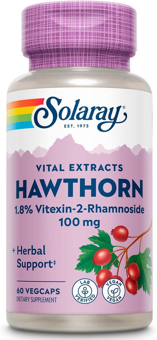 Solaray Hawthorn Extract Capsules - 100mg | 60 Count Bottle