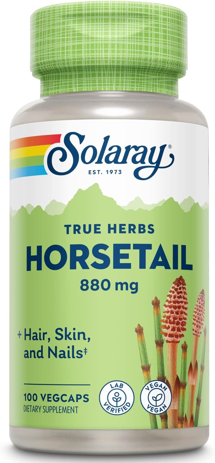 Solaray Horsetail 880mg Silica Supplement for Hair, Skin, Nails & Joints - 100 VegCaps x2 - 50 Servings