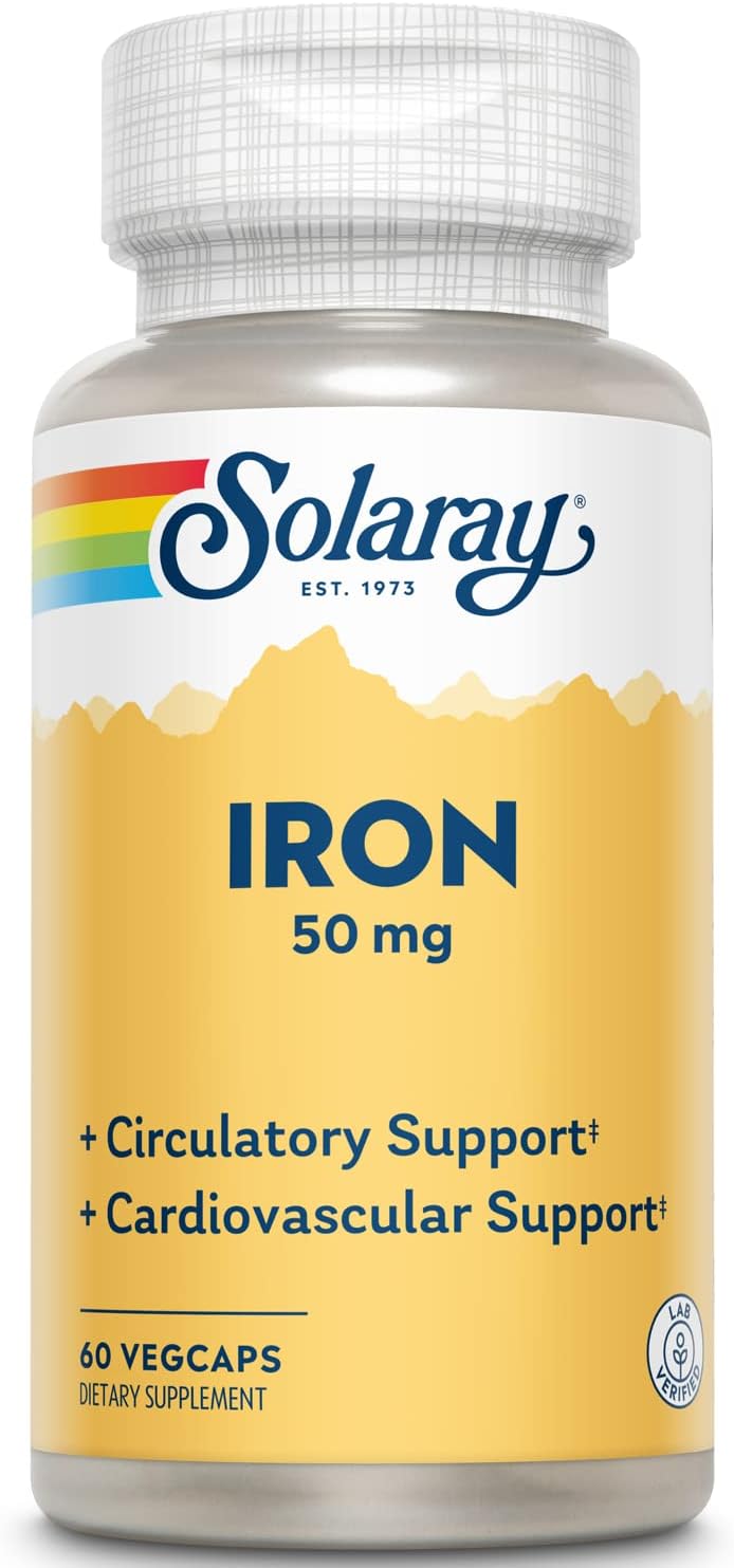 Solaray Iron Supplement 50mg - 60 Count Bottle