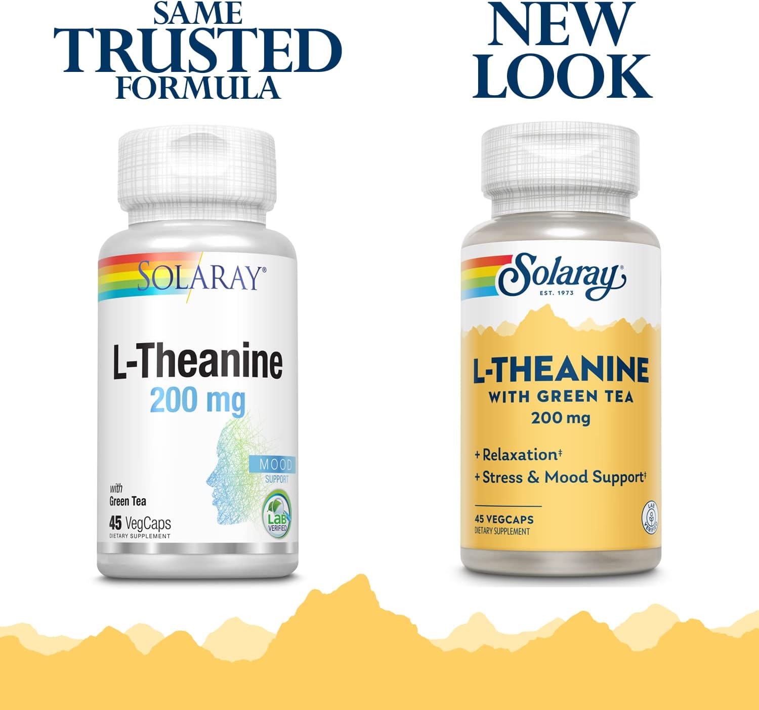Solaray L-Theanine Supplement with 45 Vegetarian Capsules, 200 mg per Capsule, Enhanced with 100 mg Green Tea Leaf Extract