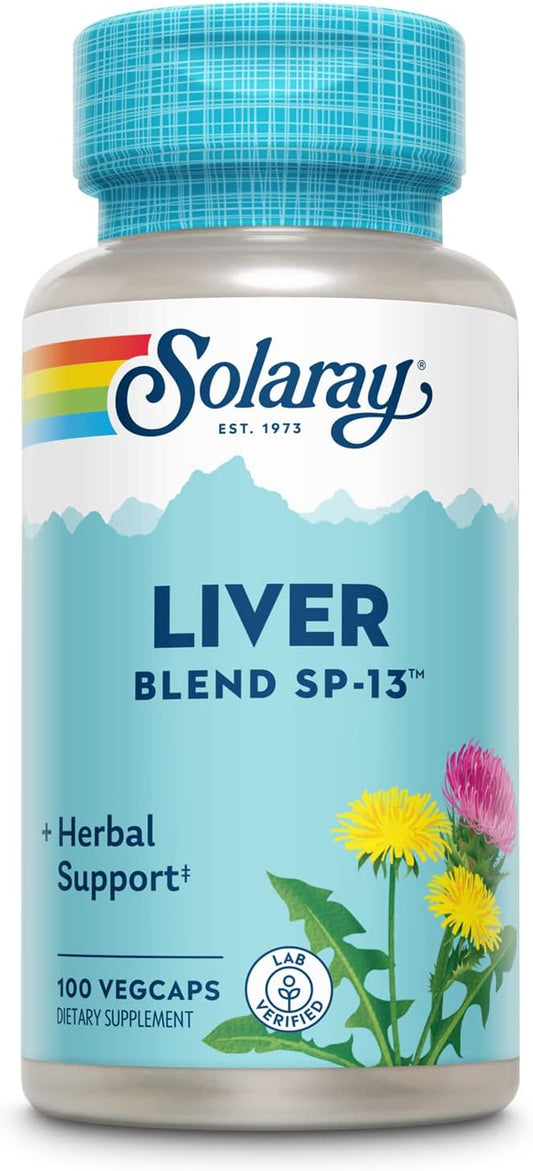 Solaray Liver Blend SP-13: Liver Support Supplement with Milk Thistle, Dandelion, Burdock, Artichoke, Kelp, Peppermint, Trace Minerals - 100 VegCaps