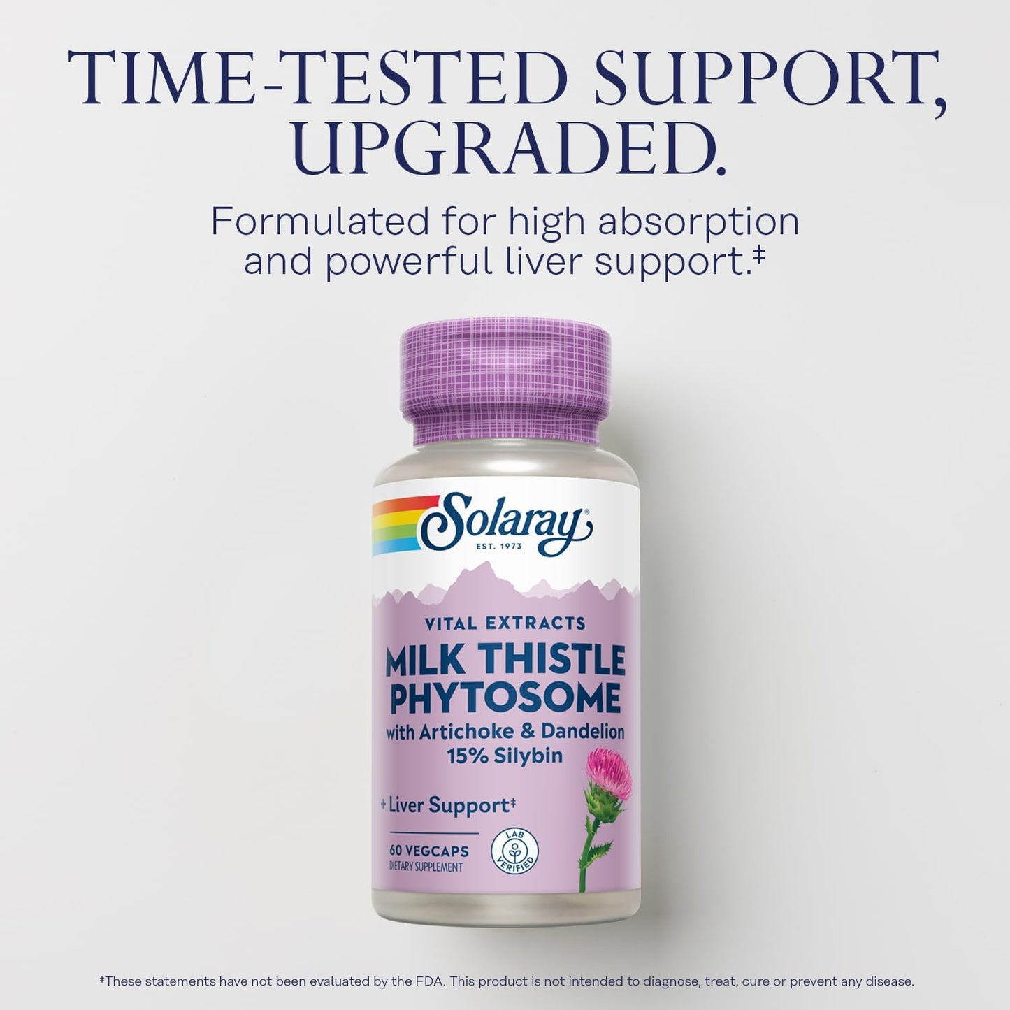 Solaray Milk Thistle Phytosome Liver Supplement with Artichoke, Dandelion & Ginger - 15% Silybin Extract - 60 Servings