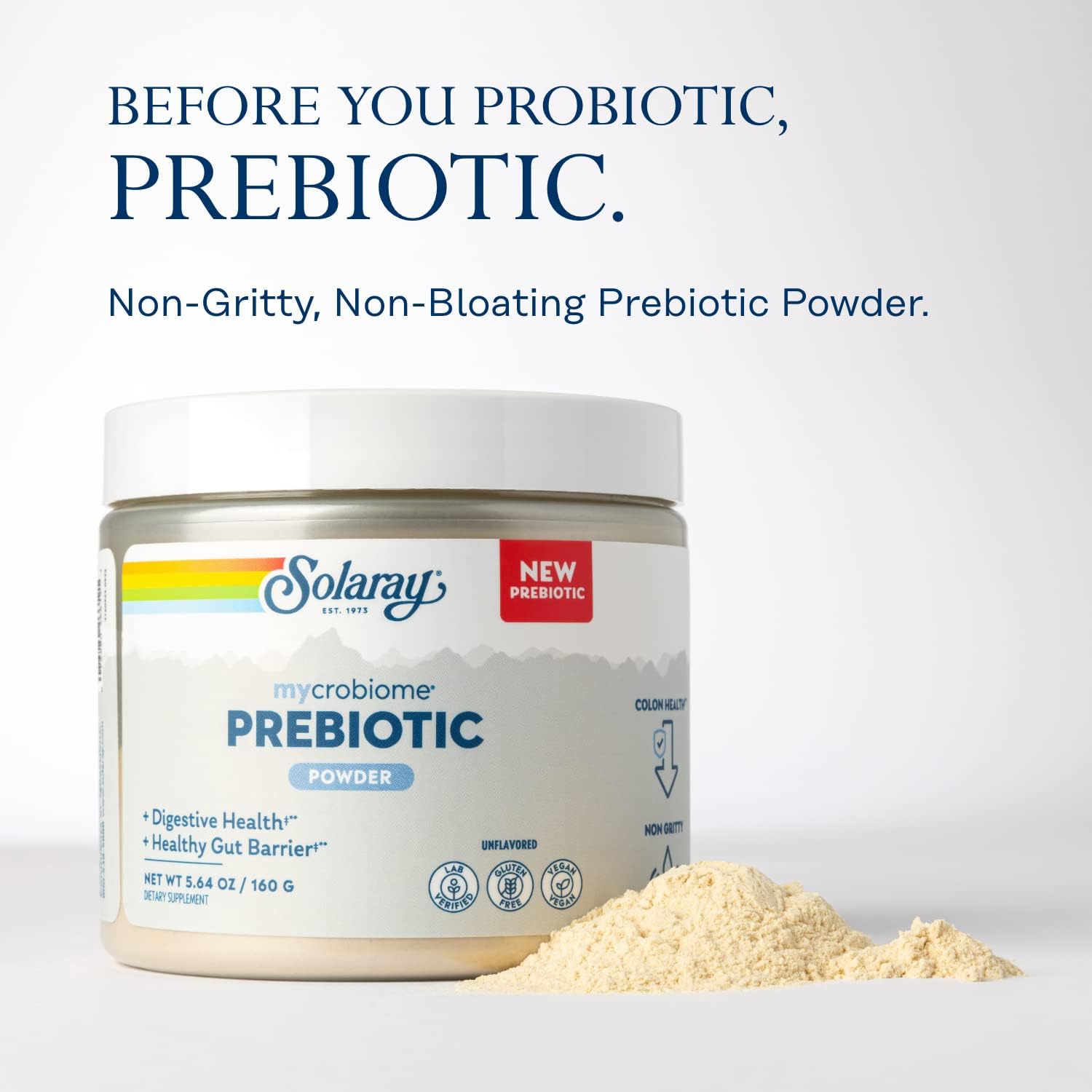 SOLARAY Mycrobiome Prebiotic Powder - Digestive Health Supplement for Men and Women - Non-Gritty Formula - 20 Servings