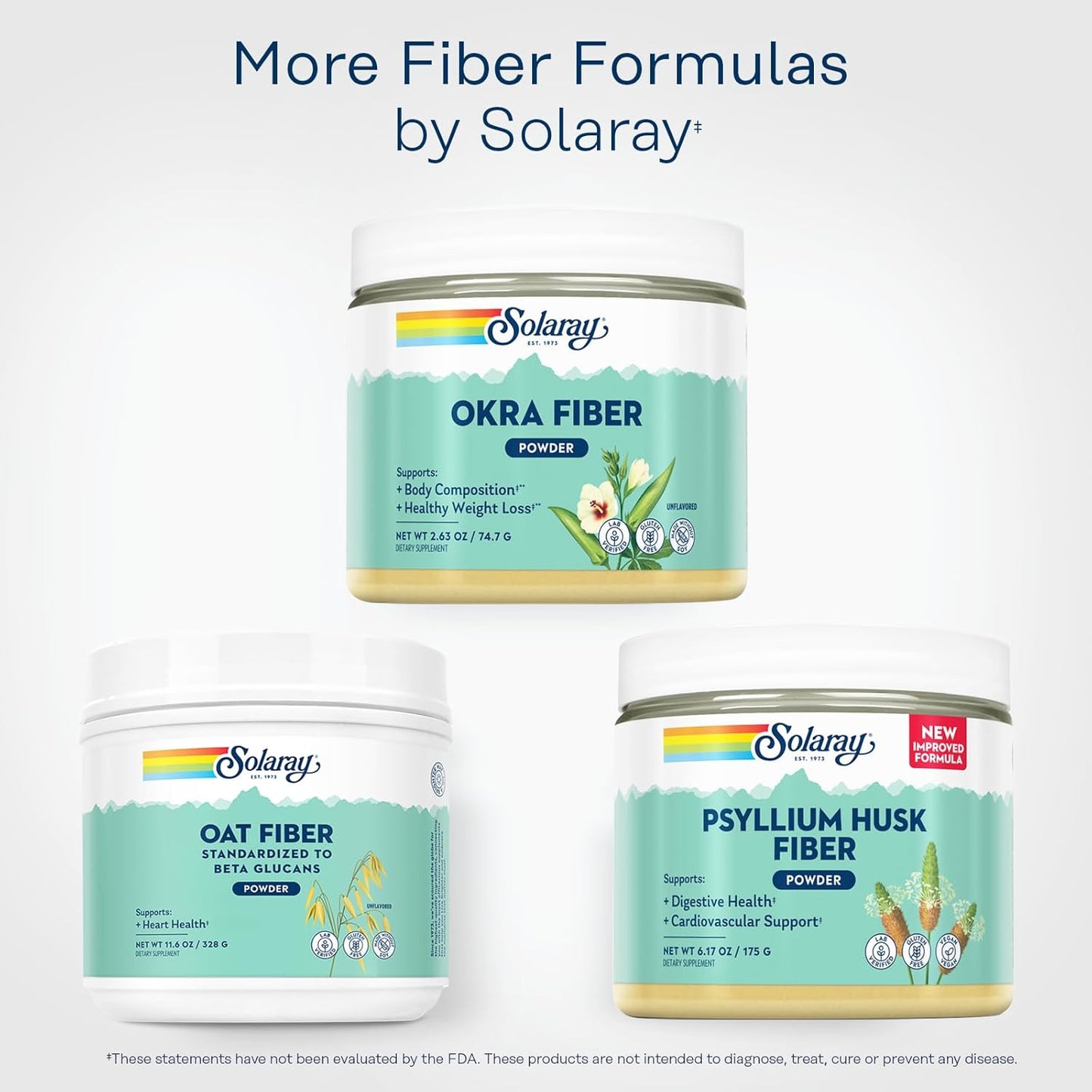 SOLARAY Okra Fiber Powder: Digestion Support, Body Composition, Reduce Fat Absorption - Unflavored, Gluten Free, Vegan - 30 Servings