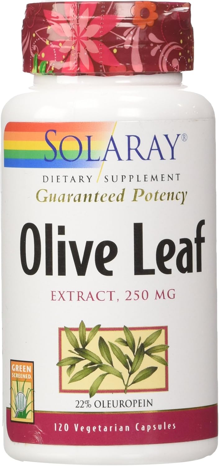 Solaray Olive Leaf Extract 22% Capsules - 250 mg, 120 Count - Immune Support Supplement
